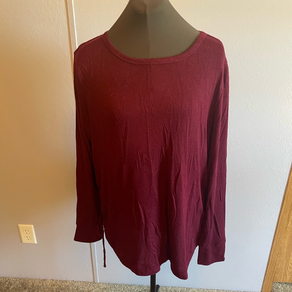 Maroon Lace-Up Sides Sweater